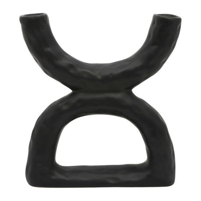 Vase ethnique noir en grès H20