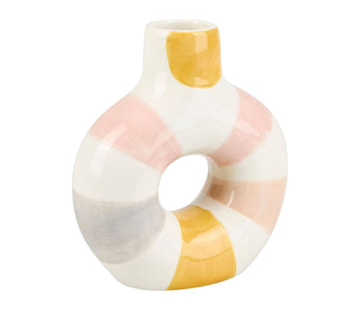 Vase en dolomite donut moutarde H12
