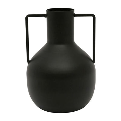 Vase ethnique noir en métal H16
